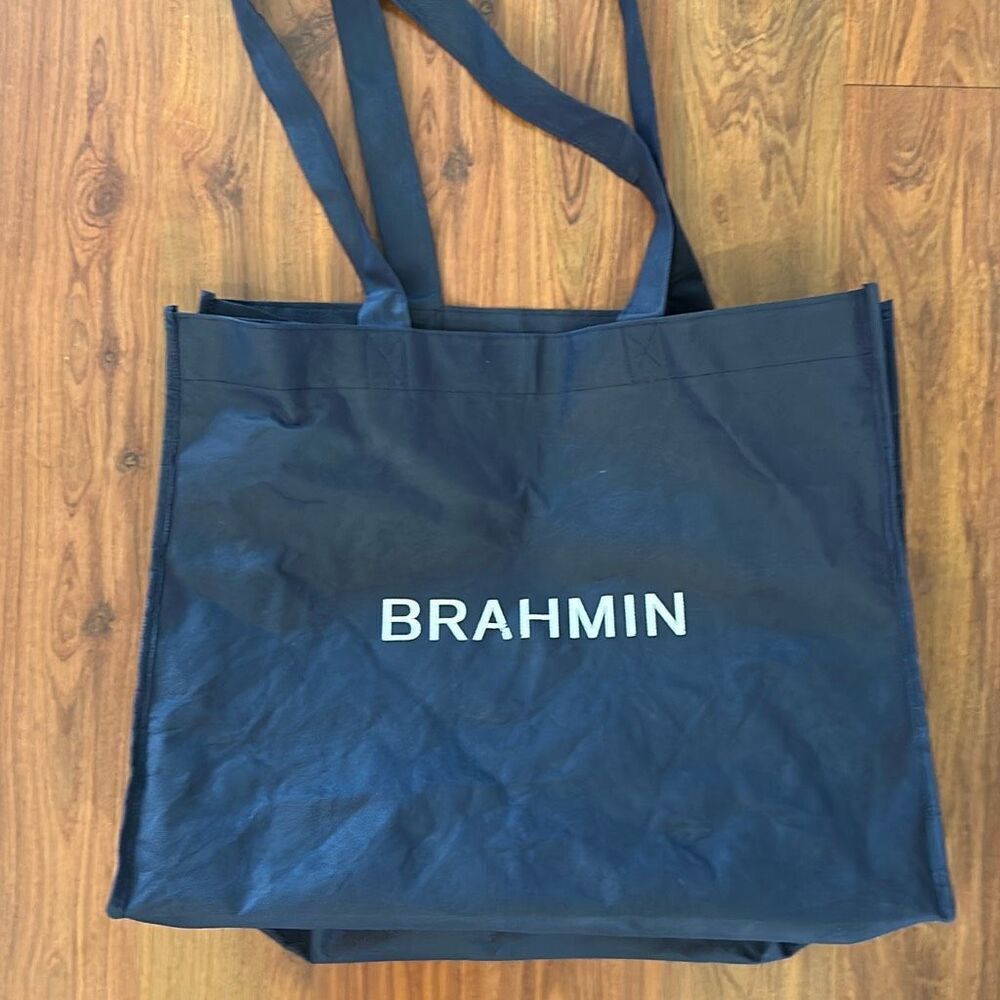 BRAHMIN navy and white reusable tote bag